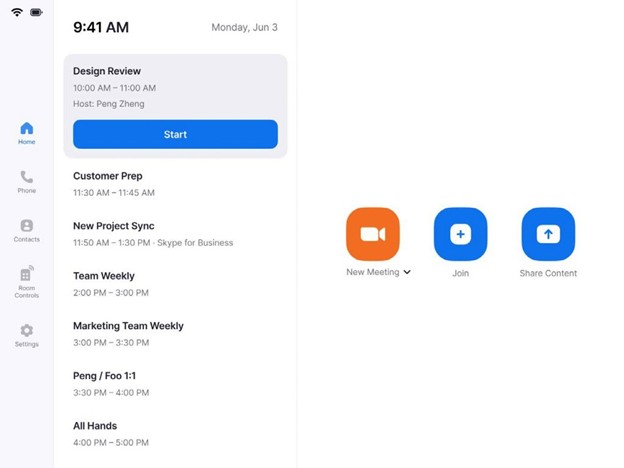 Zoom Room meeting controls