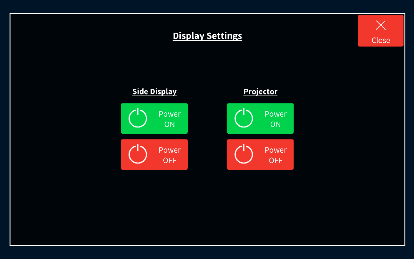 Display settings popup