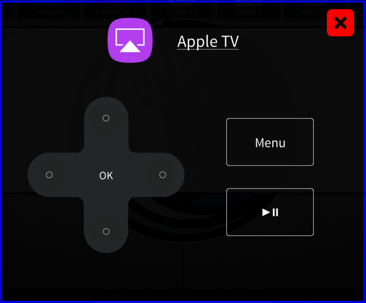 Apple TV on-screen remote