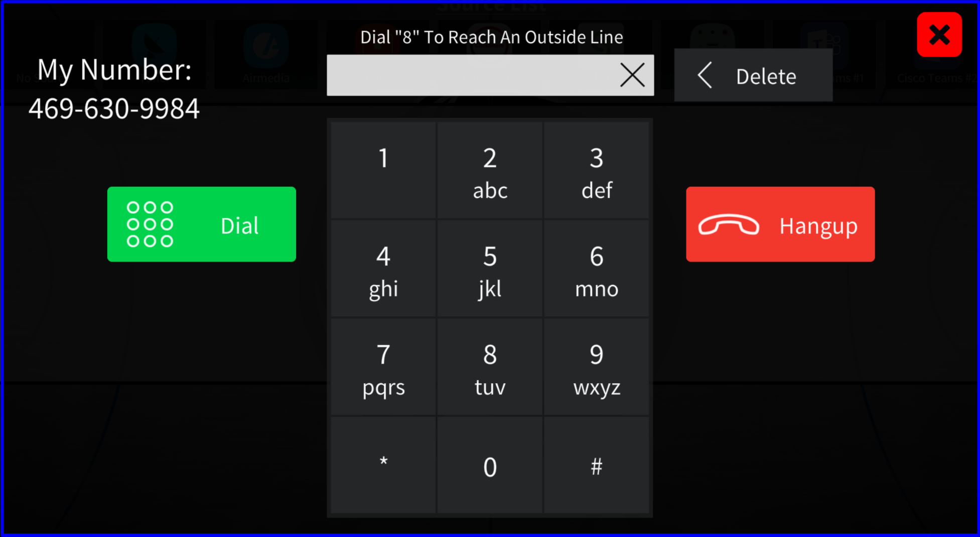 Phone dial pad popup