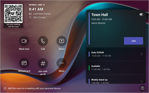 Teams Rooms on Android console home screen